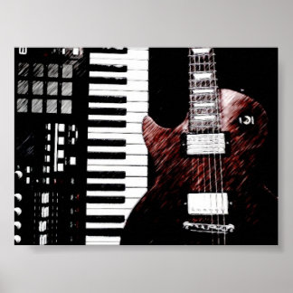 Tangentbord och Guitar Poster
