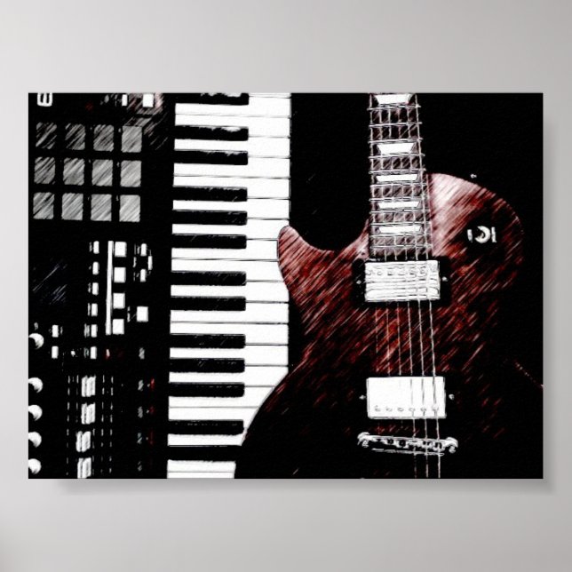 Tangentbord och Guitar Poster (Framsidan)