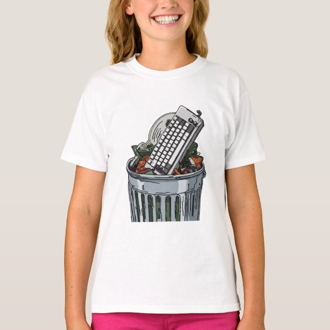 Tangentbord på soptunna t shirt (Framsida)