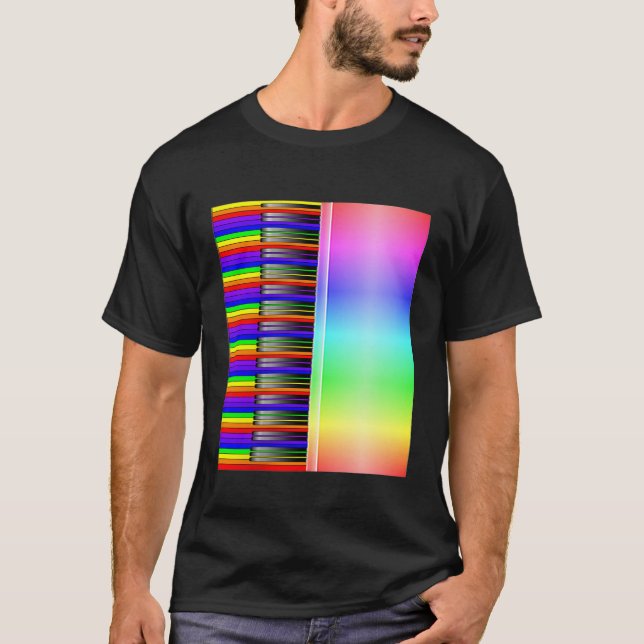 Tangentbord Piano Rainbow T-Shirt (Framsida)
