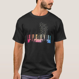 Tangentbord Piano Rosa Blue Gult Gradient För mana T Shirt