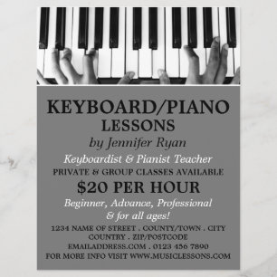 Tangentbord Player, Tangentbord, Piano Lessons Reklamblad