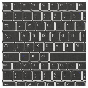 Tangentbord svartvit Brev-nummerprogram Tyg