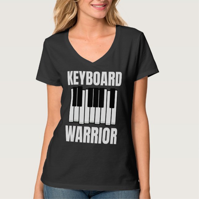 Tangentbord Warrior Synth Music Producer Synthesiz T Shirt (Framsida)