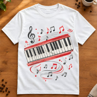 Tangentbords Piano Konst "Tangentbordsnoter" Musik T Shirt