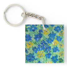 Tangentkedja för Acrylic Square med Blommigt-Me-ej