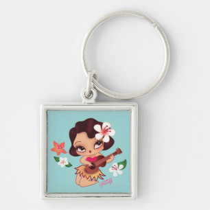 Tangentkedja för Fluff Hula Lulu Fyrkantig Silverfärgad Nyckelring