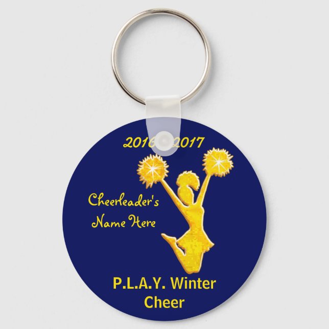 Tangentkedjor för marinblått och Guld med texten Nyckelring (Framsida)