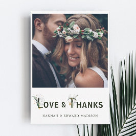 Tangentkort för Tropiskt Foliage Brev-foto Tack Kort