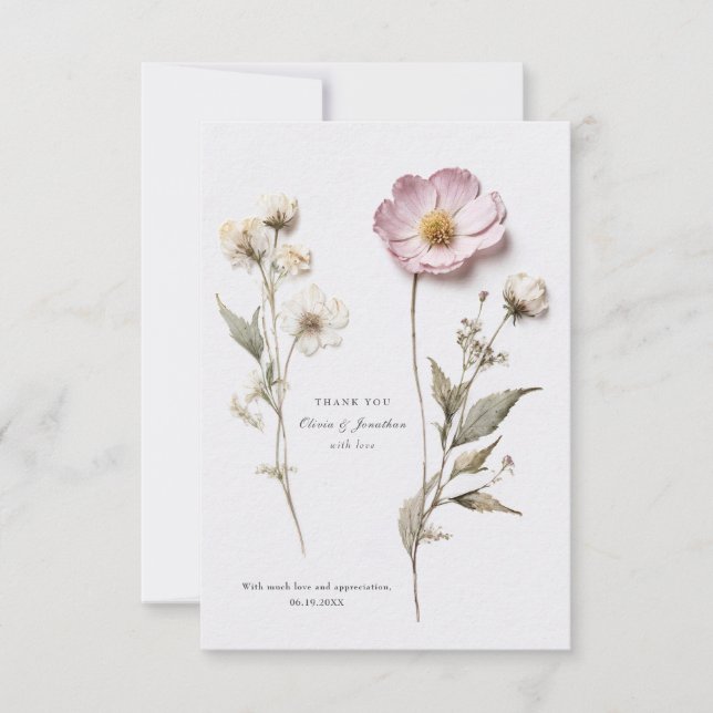 Tangentkort för tryckta blommor Bröllop Tack Kort (Framsida)