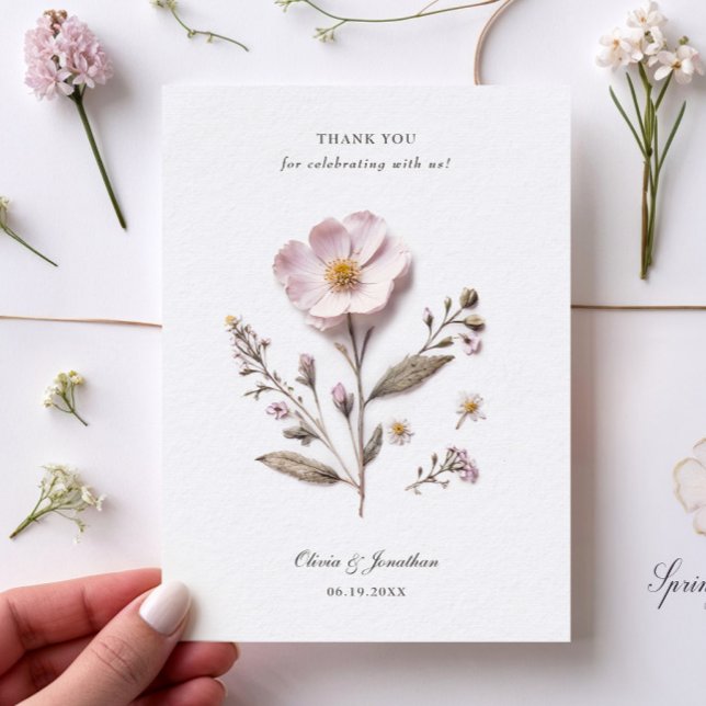 Tangentkort för tryckta blommor Bröllop Tack Kort (Skapare uppladdad)