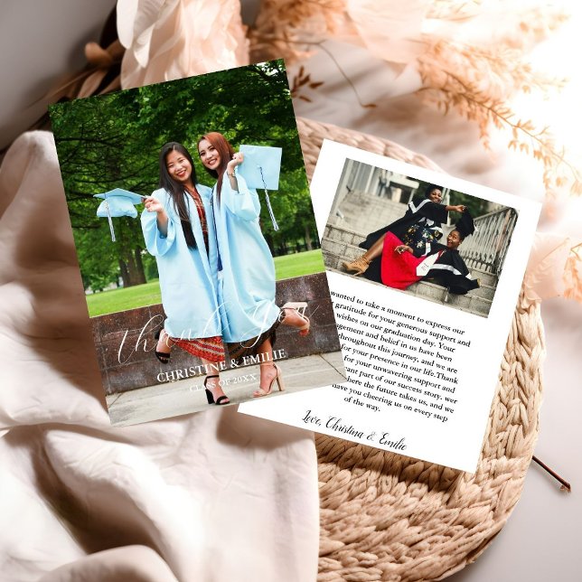 Tangentkort för Twin Student Photo Studenten Inbjudningar (Skapare uppladdad)