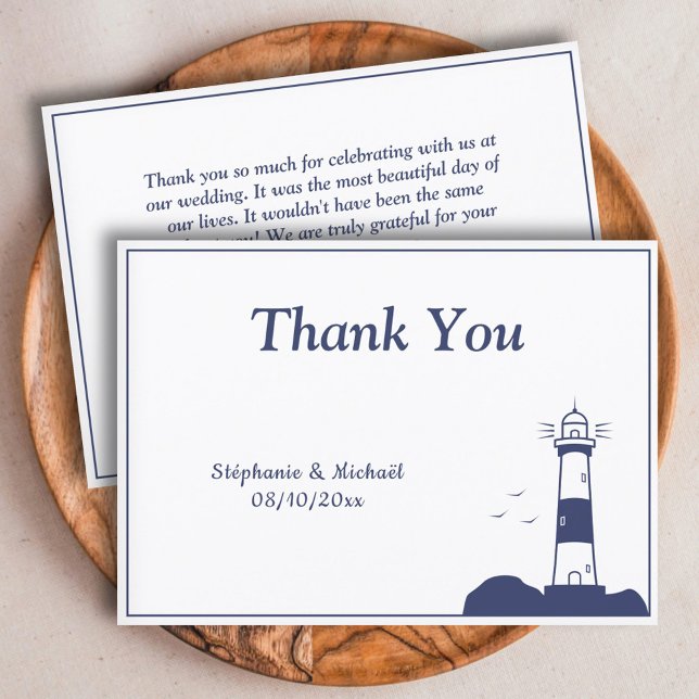 Tangentkort i Bröllop Inbjudningar (Lighthouse Wedding Thank You Card)