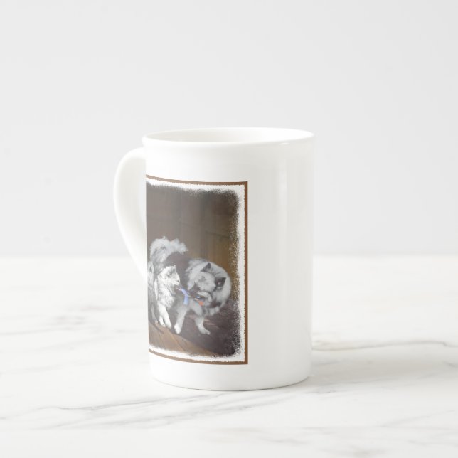 Tangenttidsmålning - Cute Original Hund Art Benporslin Mugg (Framsida vänster)
