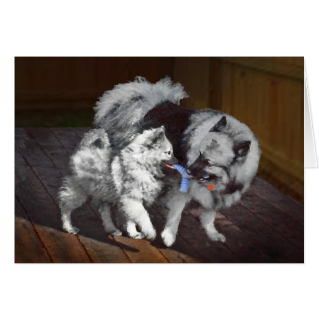 Tangenttidsmålning - Cute Original Hund Art Hälsningskort (Framsidan Horizontal)