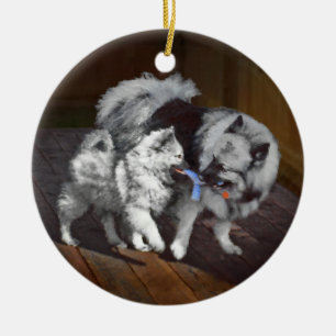 Tangenttidsmålning - Cute Original Hund Art Julgransprydnad Keramik