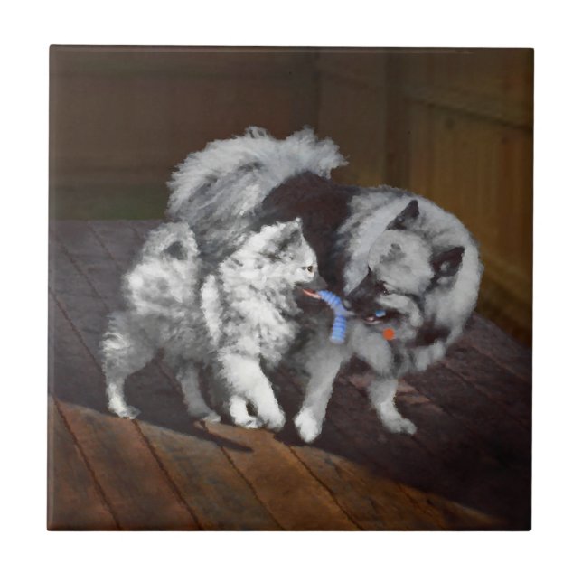 Tangenttidsmålning - Cute Original Hund Art Kakelplatta (Framsidan)
