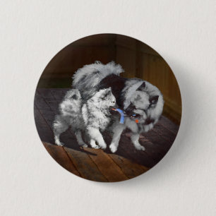 Tangenttidsmålning - Cute Original Hund Art Knapp