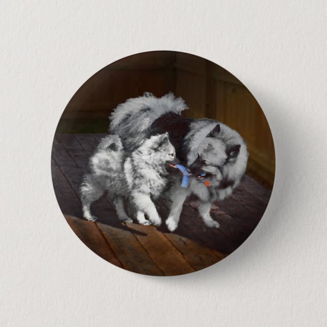 Tangenttidsmålning - Cute Original Hund Art Knapp (Framsida)