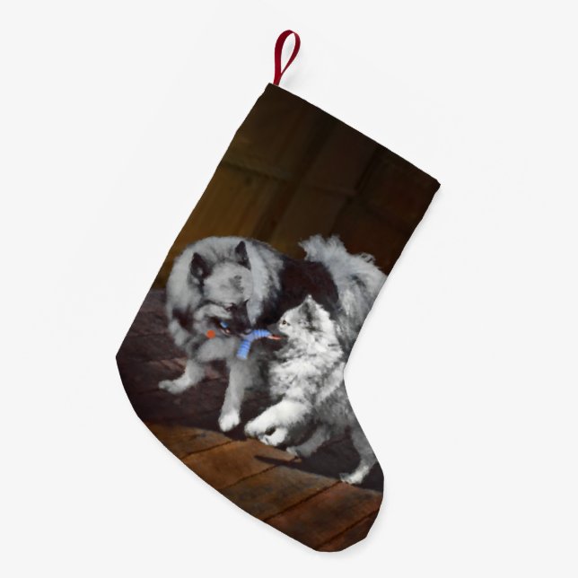Tangenttidsmålning - Cute Original Hund Art Liten Julstrumpa (Framsidan (Hängande))