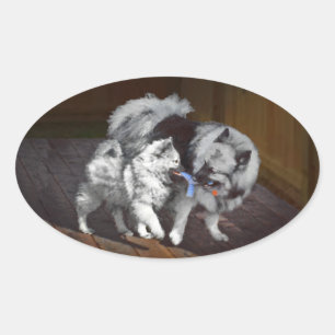 Tangenttidsmålning - Cute Original Hund Art Ovalt Klistermärke