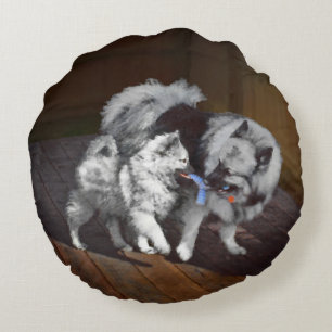 Tangenttidsmålning - Cute Original Hund Art Rund Kudde