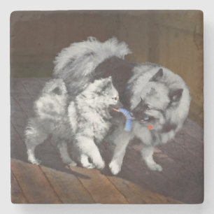 Tangenttidsmålning - Cute Original Hund Art Stenunderlägg
