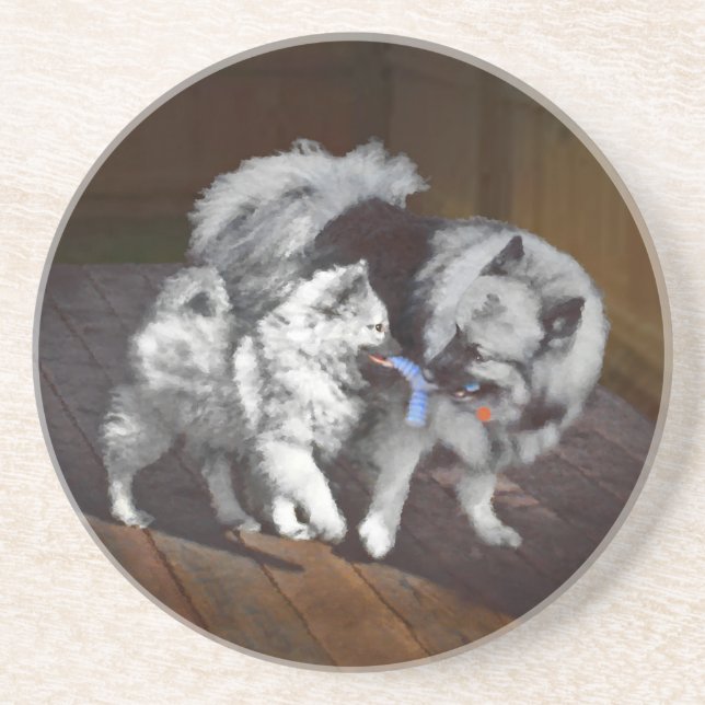 Tangenttidsmålning - Cute Original Hund Art Underlägg Sandsten (Framsidan)