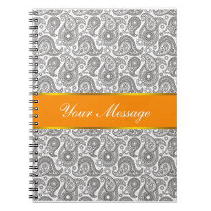 Tangerine Black Paisley Anteckningsbok