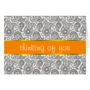 Tangerine Black Paisley Hälsningskort