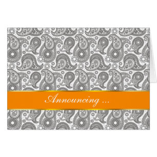 Tangerine Black Paisley Hälsningskort