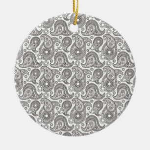 Tangerine Black Paisley Julgransprydnad Keramik