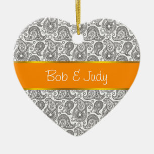 Tangerine Black Paisley Julgransprydnad Keramik