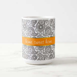 Tangerine Black Paisley Kaffemugg