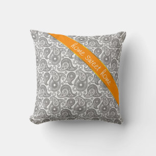 Tangerine Black Paisley Kudde