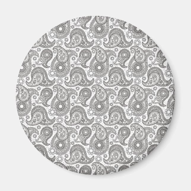Tangerine Black Paisley Magnet (Framsidan)