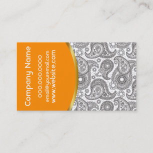 Tangerine Black Paisley Visitkort