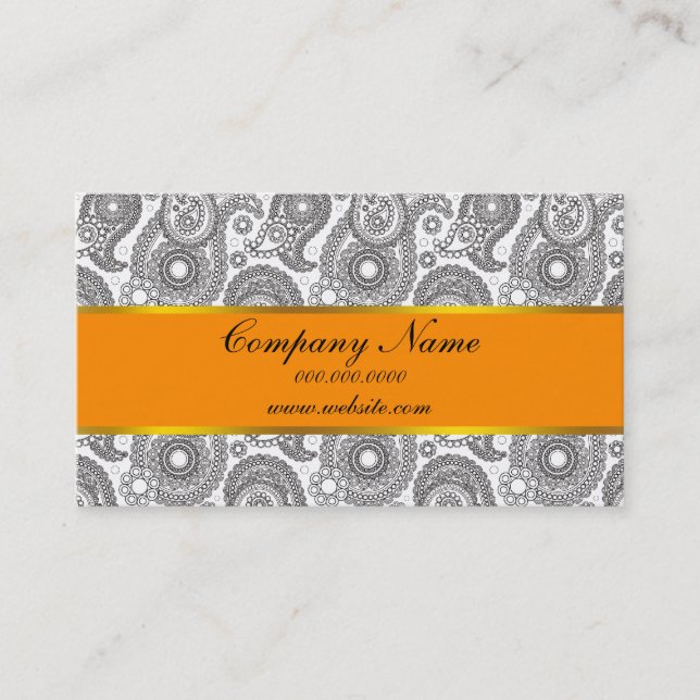 Tangerine Black Paisley Visitkort (Framsida)