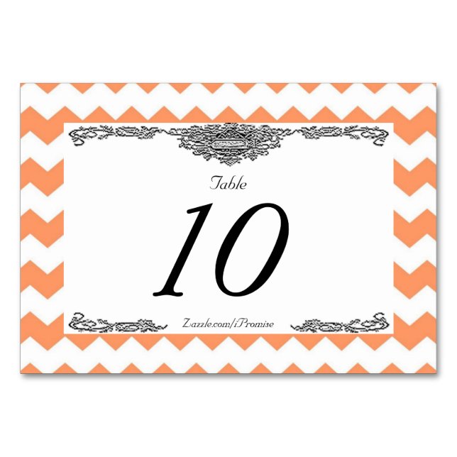 Tangerine Chevron Bordskort (Framsidan)