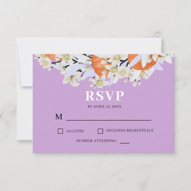 Tangerine Citrus Blooming Grenar Blommigt andedräk OSA Kort (Framsida)