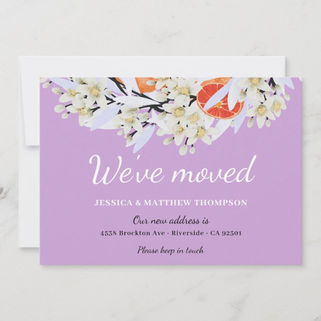 Tangerine Citrus Botanical Wand Blommigt New Home Meddelande (Framsida)