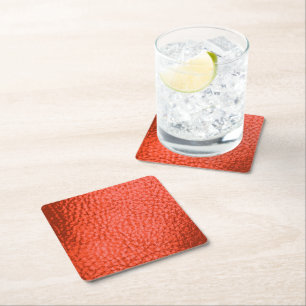 Tangerine Dartk Faux Leather Underlägg Papper Kvadrat