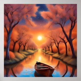 Tangerine Daze AI Fantasy Digital konsttryck Poster