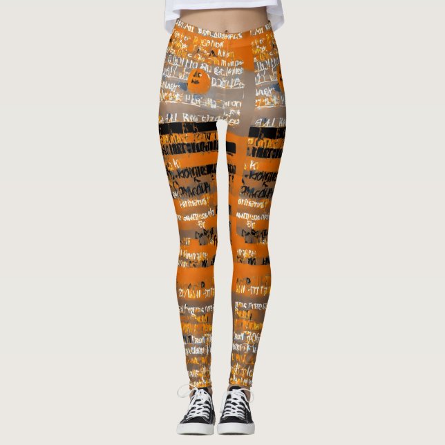 Tangerine Dream Leggings: Artistic Orange Splendor Leggings (Framsida)