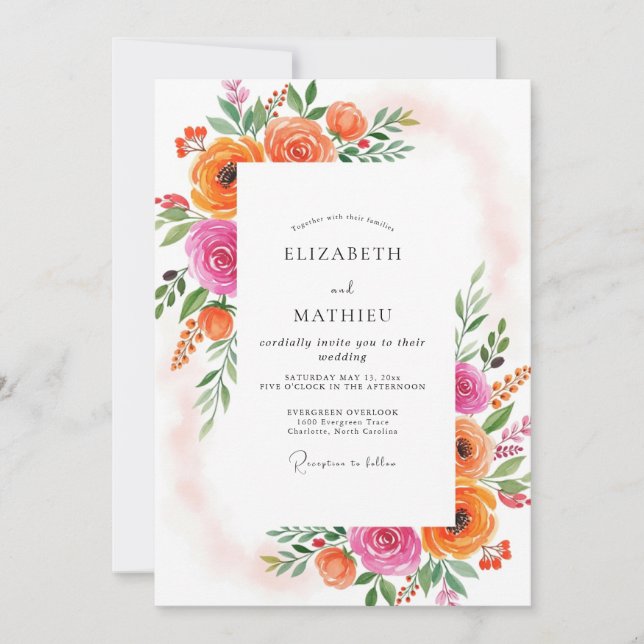 Tangerine Effervescent Summer Wedding Inbjudningar (Framsida)