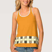 Tangerine Gingham Heart Edged Tank