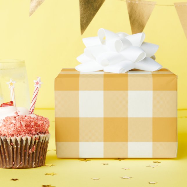 Tangerine Gingham - Inpackningspapper Presentpapper (Födelsedagsfest)