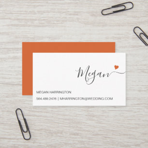 Tangerine Heart Simple Elegant Typography Anpassni Visitkort