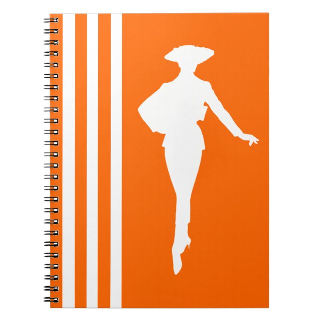 Tangerine Modern Rand med Mode Silhouette Anteckningsbok (Framsidan)