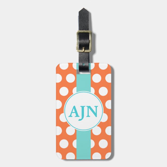 Tangerine Monogram Luggage Tag Bagagebricka (Vertikal Framsida)